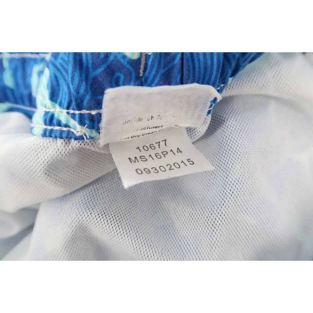 Peter‎ Millar Mens Small Blue Mermaids Drawstring Lined Swim Trunks Shorts